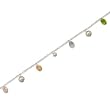 9"+1" Extension Rhodium Plated Anklet with Multicolor CZs and Sterling Silver Beads