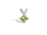 14K White Gold Genuine Square Peridot Pendant