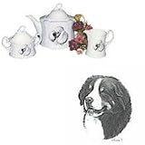 Bernese Mountain Dog Tea Set, Porcelain by Rosalinde