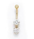 14K Dangle Heart CZ Belly Ring ES-1936