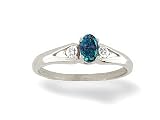 14K White Gold Oval Created Alexandrite and Diamond Ring
