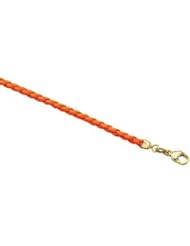 Orange Braided Leather Cord Chain 14K Gold White Ch755 18 Inch