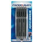 Paper Mate(R) Erasermate(R) Pens, Medium Point, 1.0 mm, Black, Pack Of 5
