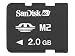 Electronics : SanDisk - Flash memory card ( M2 to Memory Stick Duo adapter included ) - 2 GB - Memory Stick Micro (M2)