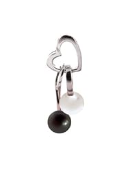 925 Sterling Silver Heart and Infinity Oval Loops Pendant with Black and White Freshwater Pearl Gift Box
