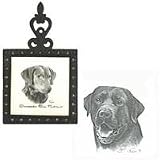 Labrador, Black Square Trivet, Porcelain by Rosalinde (4.5' x 8')