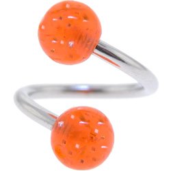 Tangerine GLITTER Spiral Twister Belly Ring by 