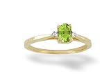 14K Yellow Gold Genuine Oval Peridot and Diamond Ring