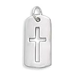 Children's Cross Necklace with Cut Out Tag Sterling Silver