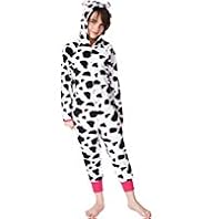 Hooded Cow Print Fleece All-in-One