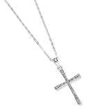 Sterling Silver Diamond Mystique 18inch Cross Necklace - JewelryWeb