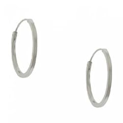 Plain Square Stock Hoop Earrings Solid Sterling Silver - 925