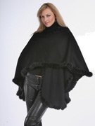 Black Loro Piana Cashmere Mink Whipstitch Cape