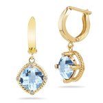 0.04 Cts Diamond & 3.12 Cts Aquamarine Earrings in 14K Yellow Gold