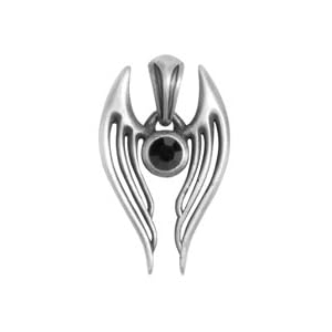 Pewter Abstract Guardian Angel Pendant Cord Necklace