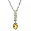 Genuine Citrine Drop Dangle Necklace in Stering Silver