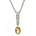 Silver Dangle Drop Necklace Pendant Citrine & Diamond