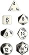 Polyhedral 7-Die Opaque Dice Set - White with Black