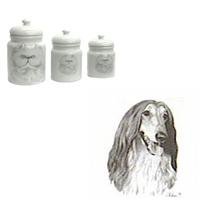 Afghan Hound Canister Set, Porcelain by Rosalinde