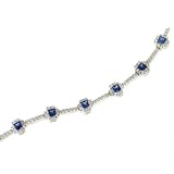 Pave Diamond(1.13ct) Bracelet w/Blue Sapphires(1.58ct)