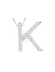 Alphabet K Diamond Initial Pendant in 14k White Gold