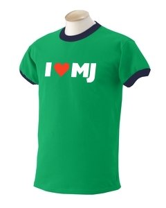 I Love MJ on Adult & Youth Cotton Ringer T-Shirt (in 21 colors)