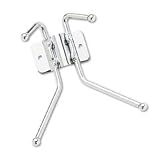 Chrome finish 2-hook metal wall rack, steel hooks, 6-1/2w x 3d x 7-1/8h - Same Day Shipping (orders by 3 pm), Next Day Delivery (in most cases)