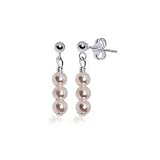 Kids 4 MM Swarovski Faux Pearl Sterling Silver Post Back 1 Long Dangle Earrings