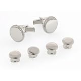 Sterling Silver Cufflinks And Shirt Stud Set With Beaded Edge With Pre...