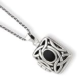 Sterling Silver Onyx Marcasite Square Locket Chain - 18 Inch