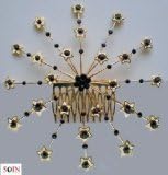 Elegant Dressy Beaded Judaica Bridal kippot kipot women's wire kippah kipa yarmulke yarmulka head covering head piece headpiece hair comb (Temple Synagogue Shul Bar Bat Mitzvah Wedding) - Decorative Design High Quality Rhinestones Swarovski Crystals - Black Crystals on Goldplated Wire