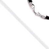 18 Inch Long 4mm Diameter Frosted White Rubber Cord Necklace w/Sterling Silver Clasp