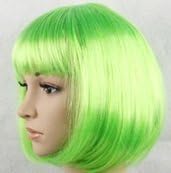 Colorful short wig hangers &amp; "Jonah and" stickers with election eat 15 color costume Halloween Christmas masquerade Carnival party Samba Festival feast day parlor trick for wig wig (green)