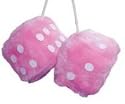 Mini Furry Pink Car Dice with Rope