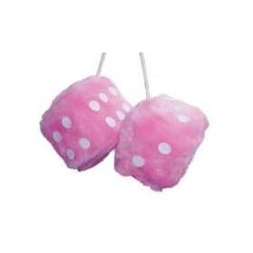 Mini Furry Pink Car Dice with Rope