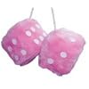 Mini Furry Pink Car Dice with Rope
