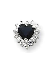 Sterling Silver Dark Blue and Clear CZ Heart Earrings QE3123"