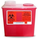 Unimed-Midwest S2GH100651 Biohazard Sharps Container W/Clear Drop Lid, 2 Gallon, Red