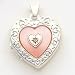 Sterling Silver MOP (Mother of Pearl) Diamond 2-frame Heart Locket with 20 inch Sterling Silver Chain