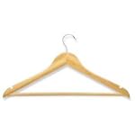 Honey-Can-Do Bamboo Wood Hangers with Non-Slip Grooved Bar, Natural, Set of 8