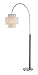 Lite Source LS-80291 Olina Arch Lamp, Leather Pole with White Grid Pattern Shade