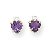 14k Amethyst Heart & Cz Earrings SE511