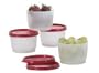 Tupperware Lunch Container Snack Cup Set of 4 Containers with Red Seals (4 ounces each)