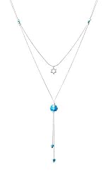 Star Glass Bead Y-Necklace - Blue, by Anat Eyal