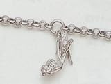 14kt White Gold Diamond High Heel Sandel Shoe Charm Anklet- DS1097