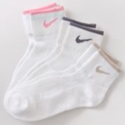 Nike Women's Performance Quarter Crew Socks 3 Pair - Shoe Size: 6-10 White - Made in USA
