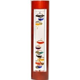 Galileo Thermometer, 17 Inch Tall, Wood Framed, Cherry Finish by 