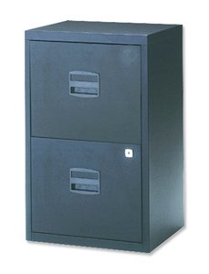 Trexus SoHo Filing Cabinet Steel Lockable 2-Drawer A4 W413xD400xH672mm Black Ref Pfa2
