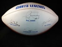 Giants, New York Legends Autographed/Hand Signed Official White Panel Football by Sam Huff, Phil Sim