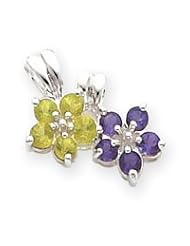 Sterling Silver Amethyst & Peridot Floral Pendant QC3042"